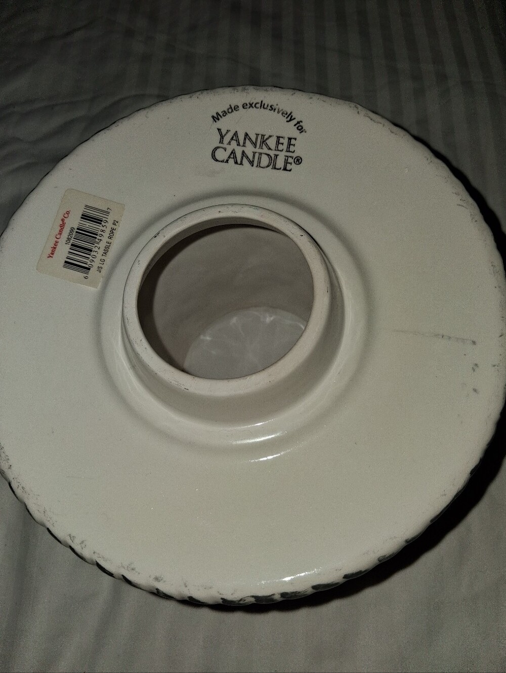 Yankee Candle Tassle Rope Candle Shade And Plate - Cream Floral White - Picture 5 of 8
